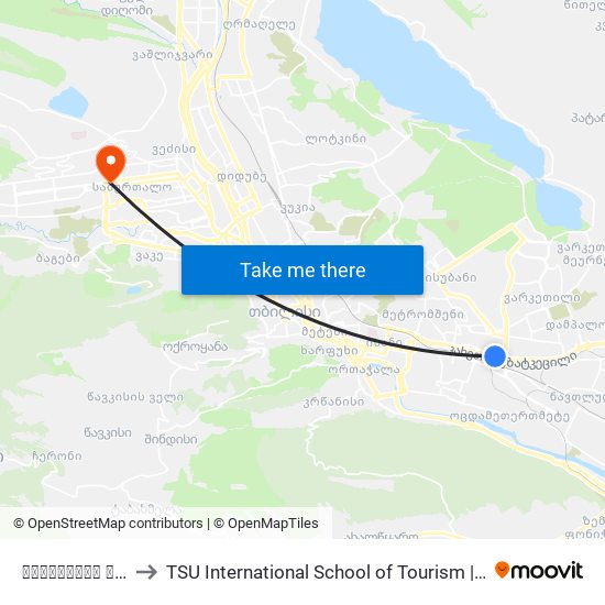 წულუკიძის ქუჩა - [1320] to TSU International School of Tourism | თსუ ტურიზმის საერთაშორისო სკოლა map