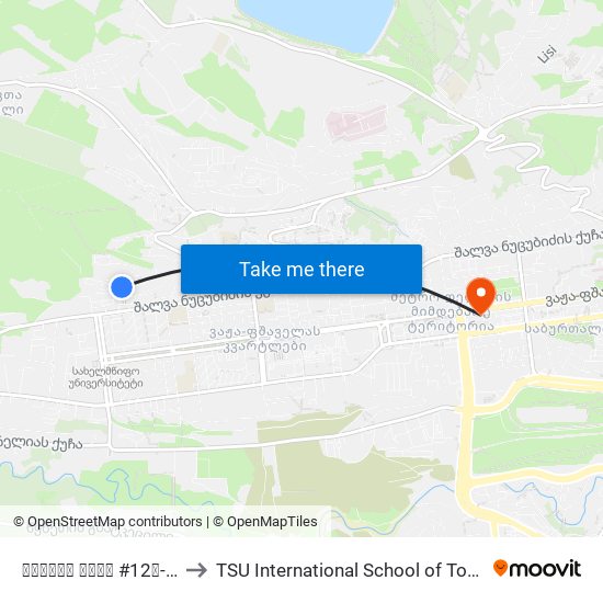 ბედიას ქუჩა #12ა-ს მოპირდაპირედ - [1411] to TSU International School of Tourism | თსუ ტურიზმის საერთაშორისო სკოლა map