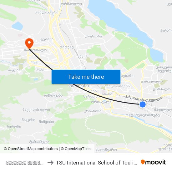 სამგორის რაიონის გამგეობა - 1498 to TSU International School of Tourism | თსუ ტურიზმის საერთაშორისო სკოლა map