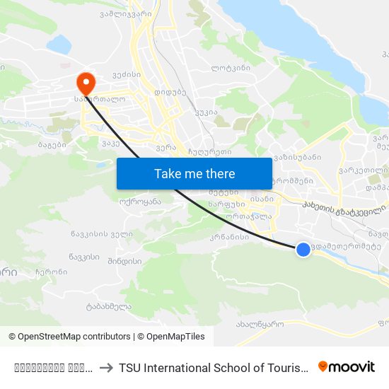 გორგასლის ქუჩა #115 - [1697] to TSU International School of Tourism | თსუ ტურიზმის საერთაშორისო სკოლა map