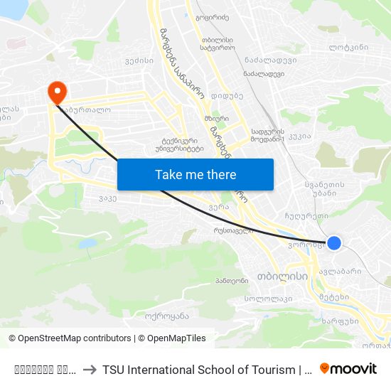 კუმისის ქუჩა - [2359] to TSU International School of Tourism | თსუ ტურიზმის საერთაშორისო სკოლა map