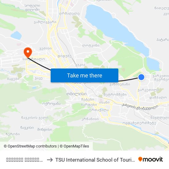 სესილია თაყაიშვილის ქუჩა - [2402] to TSU International School of Tourism | თსუ ტურიზმის საერთაშორისო სკოლა map