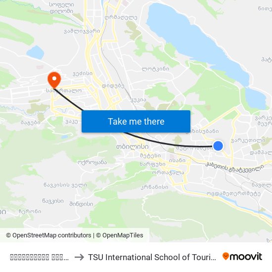 ვაზისუბნის დასახლება #2 - [2729] to TSU International School of Tourism | თსუ ტურიზმის საერთაშორისო სკოლა map