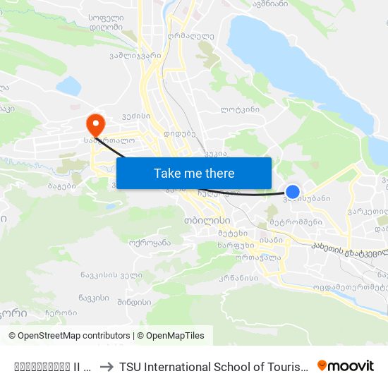 ვაზისუბნის II მ/რ #11 - [3200] to TSU International School of Tourism | თსუ ტურიზმის საერთაშორისო სკოლა map