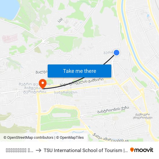 ოჩამჩირის ქუჩა - [3293] to TSU International School of Tourism | თსუ ტურიზმის საერთაშორისო სკოლა map