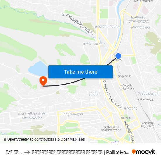 მ/ს დიდუბე to პალიატიური მზრუნველობის კლინიკა | Palliative Treatment Center map