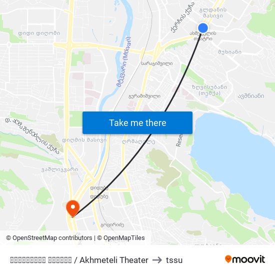 ახმეტელის თეატრი  / Akhmeteli Theater to tssu map