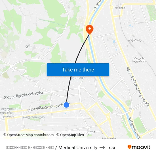სამედიცინო უნივერსიტეტი / Medical University to tssu map