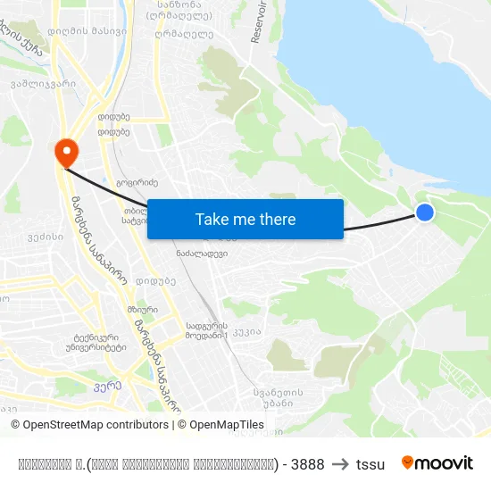 ლიპტოვის ქ.(ჯინო ფერედაიზის მიმართულებით) - 3888 to tssu map