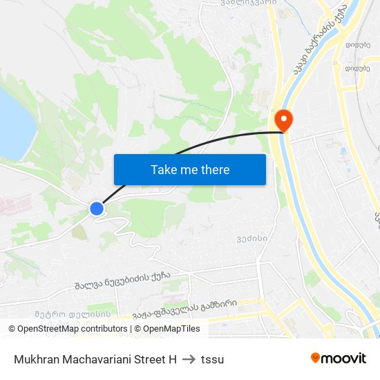 Mukhran Machavariani Street H to tssu map