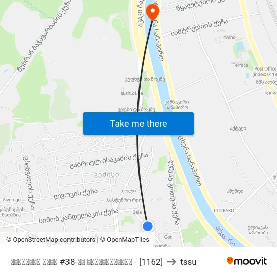 შარტავას ქუჩა #38-ის მოპირდაპირედ - [1162] to tssu map