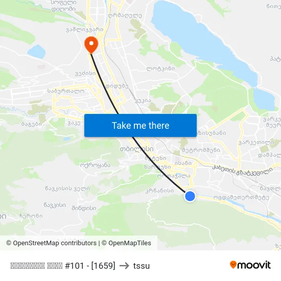 გორგასლის ქუჩა #101 - [1659] to tssu map