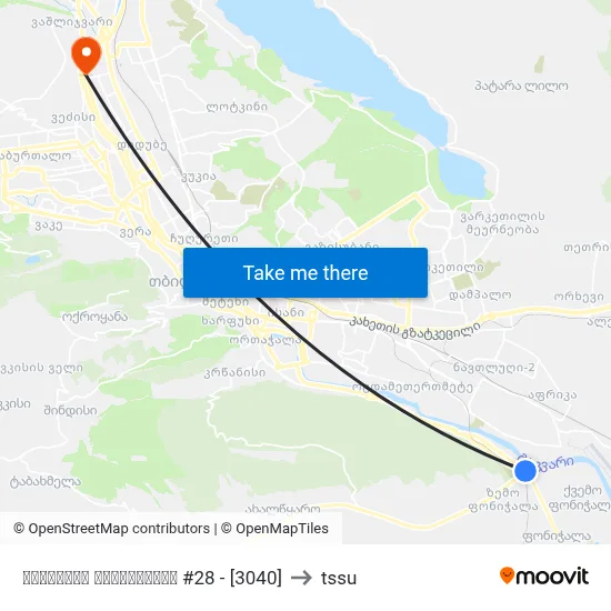 რუსთავის გზატკეცილი #28 - [3040] to tssu map