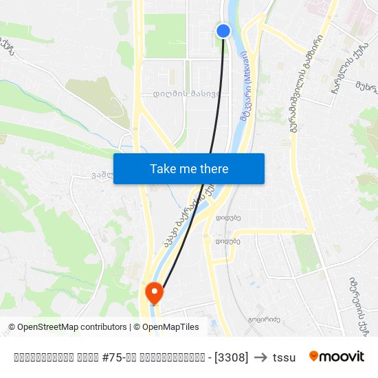 ბელიაშვილის ქუჩა #75-ის მოპირდაპირედ - [3308] to tssu map