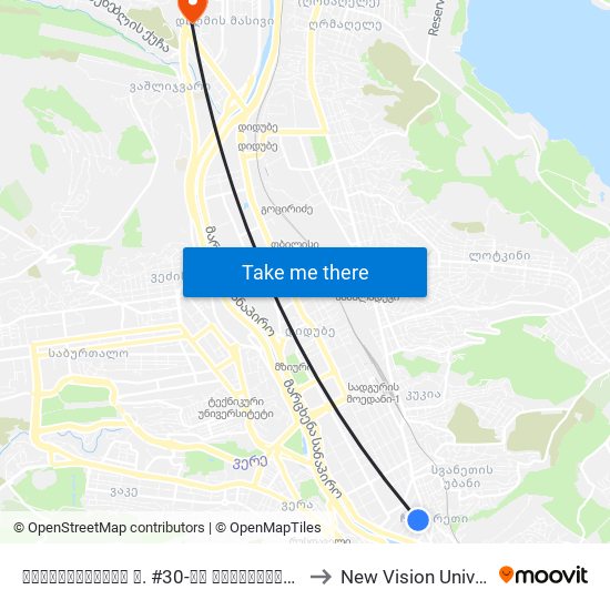 ჯავახიშვილის ქ. #30-ის მიმდებარედ - 3737 to New Vision University map