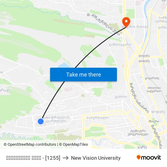 შავიშვილის ქუჩა - [1255] to New Vision University map