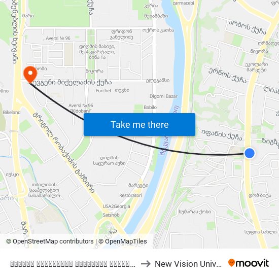 ქართულ ამერიკული უმაღლესი სკოლა - [1429] to New Vision University map