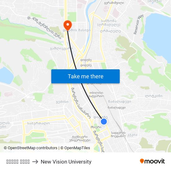 გორის ქუჩა to New Vision University map