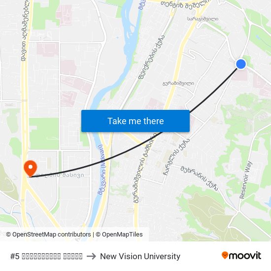 #5 სამშობიარო სახლი to New Vision University map