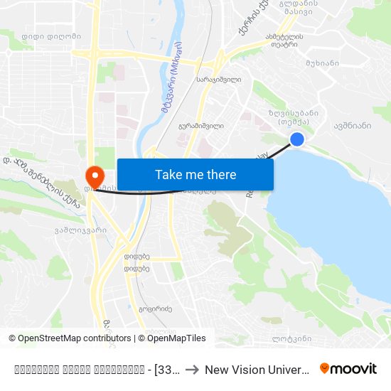 თბილისის ზღვის ასასვლელი  - [3343] to New Vision University map