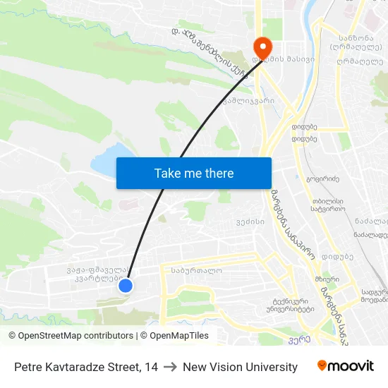 Petre Kavtaradze Street, 14 to New Vision University map