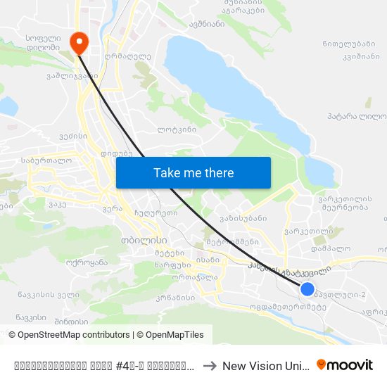 ლორთქიფანიძის ქუჩა #4ბ-ს მოპირდაპირედ - 3762 to New Vision University map
