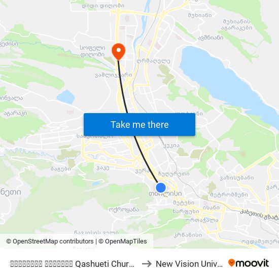 ქაშუეთის ეკლესია Qashueti Church Id:819 to New Vision University map