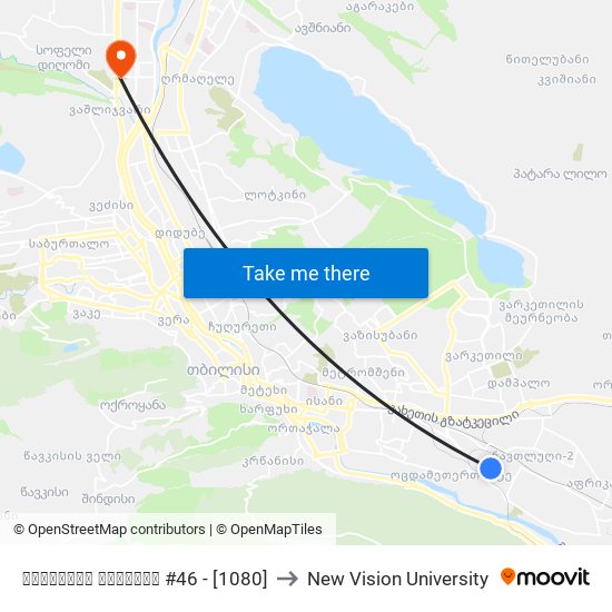 მოსკოვის გამზირი #46 - [1080] to New Vision University map