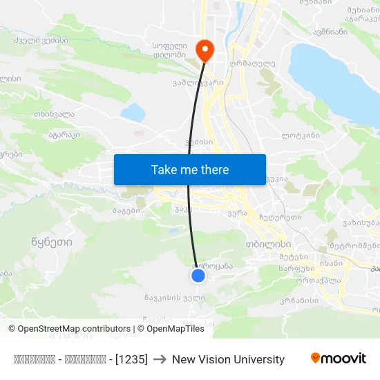 ოქროყანა - კოტეჯები - [1235] to New Vision University map