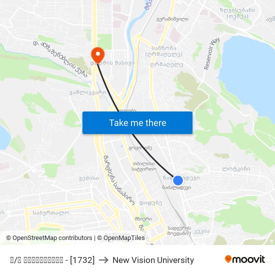 მ/ს ნაძალადევი - [1732] to New Vision University map