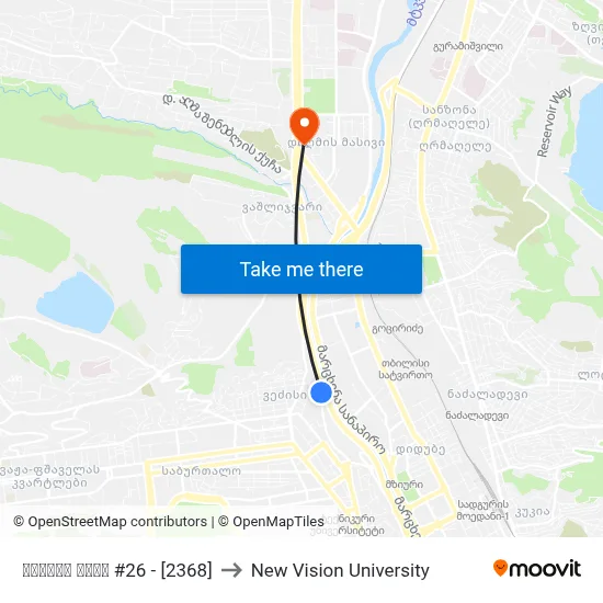გოთუას ქუჩა #26 - [2368] to New Vision University map