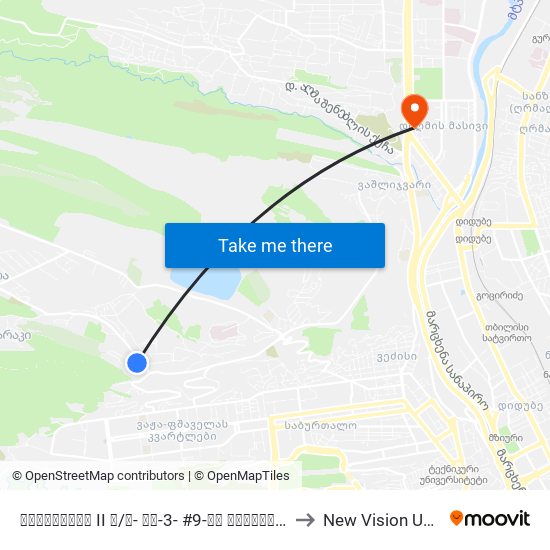 ნუცუბიძის II მ/რ- კვ-3- #9-ის მოპირდაპირედ - [2426] to New Vision University map