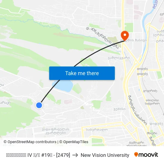 ნუცუბიძის IV მ/რ #19ბ  - [2479] to New Vision University map