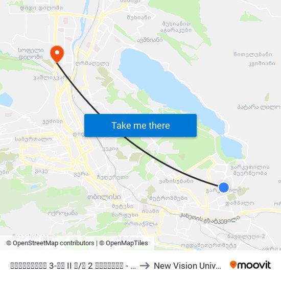 ვარკეთილი 3-ის II მ/რ 2 კორპუსი - [3133] to New Vision University map