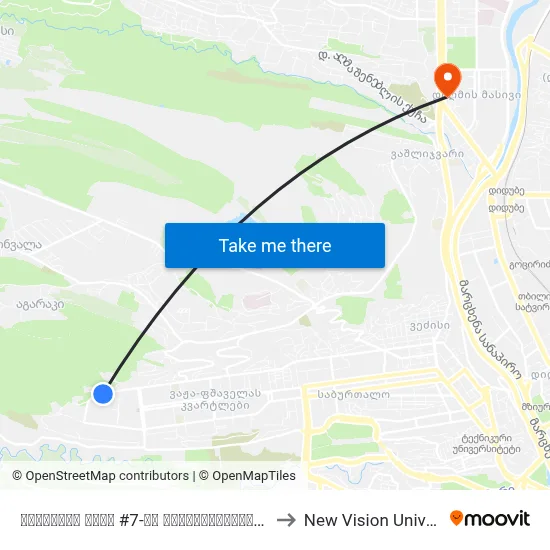 მინდელის ქუჩა #7-ის მოპირდაპირედ - [3442] to New Vision University map