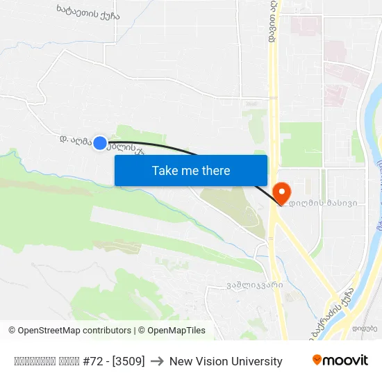 დიდგორის ქუჩა #72 - [3509] to New Vision University map