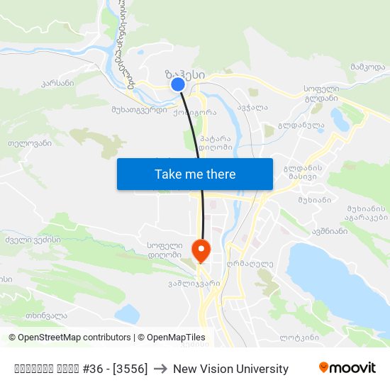 ავჭალის ქუჩა #36 - [3556] to New Vision University map