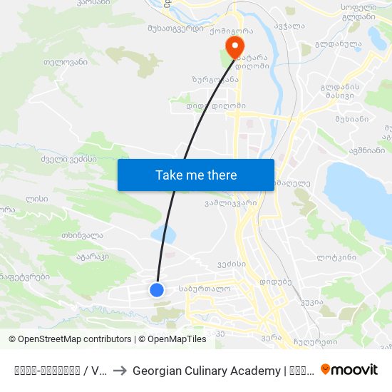 ვაჟა-ფშაველა / Vazha-Phshavela to Georgian Culinary Academy | საქართველოს კულინარიის აკადემია map