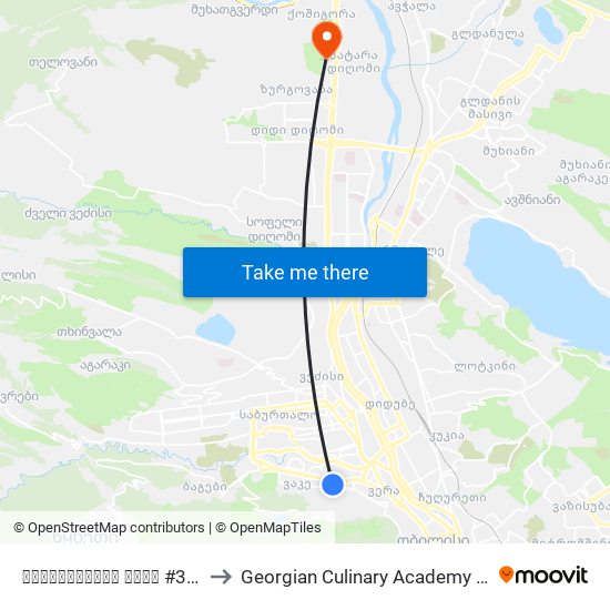 ფალიაშვილის ქუჩა #36ა-ს მოპირდაპირედ - 3928 to Georgian Culinary Academy | საქართველოს კულინარიის აკადემია map