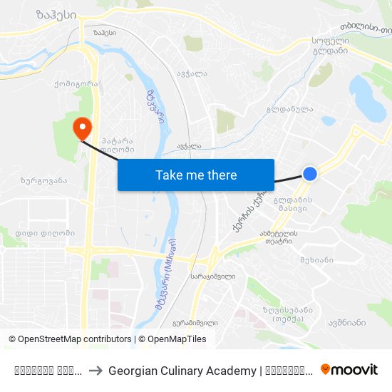 გლდანის პარკი - 4008 to Georgian Culinary Academy | საქართველოს კულინარიის აკადემია map
