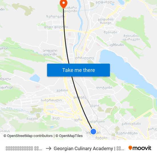 ბარათაშვილის ქუჩა (კონკა) - [851] to Georgian Culinary Academy | საქართველოს კულინარიის აკადემია map