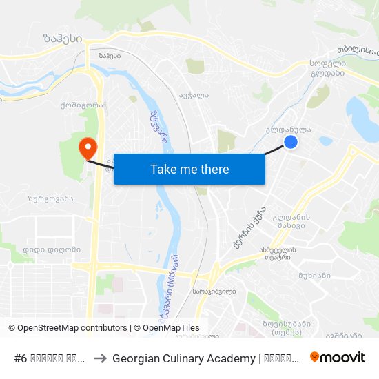 #6 საჯარო სკოლა - [2257] to Georgian Culinary Academy | საქართველოს კულინარიის აკადემია map