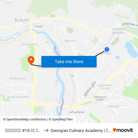 გლდანულა #10-ის მოპირდაპირედ - [3379] to Georgian Culinary Academy | საქართველოს კულინარიის აკადემია map