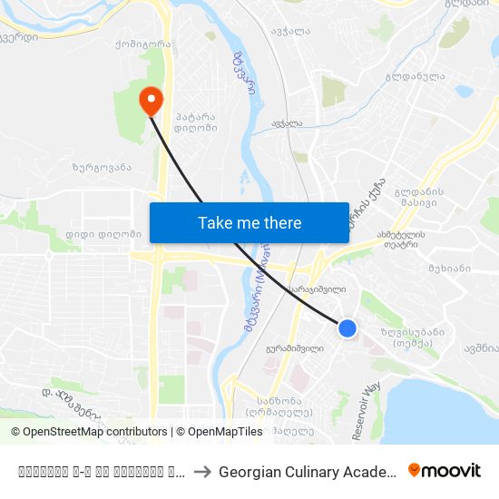ჩარგლის ქ-ს და შატილის ქ-ის გადაკვეთის მიმდებარედ - [3700] to Georgian Culinary Academy | საქართველოს კულინარიის აკადემია map