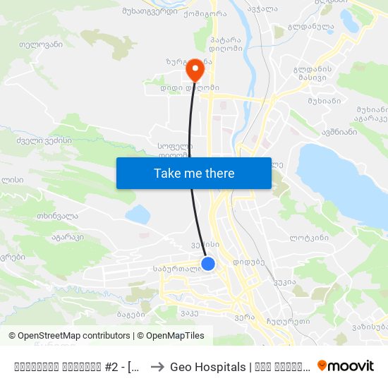 ყაზბეგის გამზირი #2 - [1004] to Geo Hospitals | ჯეო ჰოსპიტალსი map