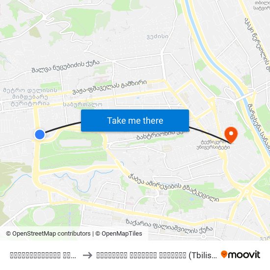უნივერსიტეტის ქუჩა - [1266] to თბილისის სპორტის სასახლე (Tbilisi Sports Palace) map