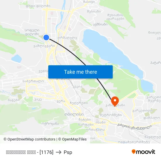 მიქელაძის ქუჩა - [1176] to Psp map