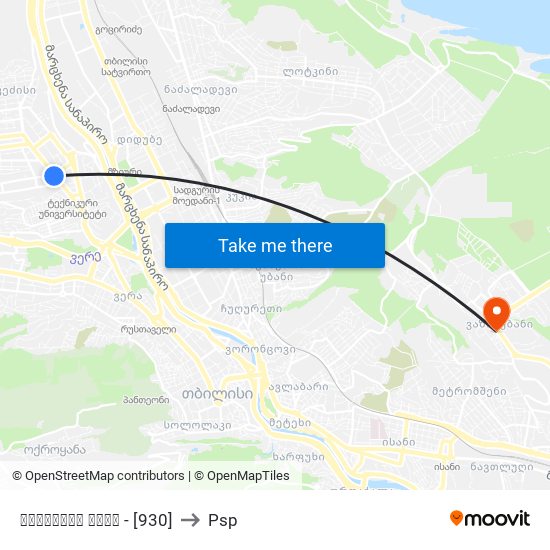 ცინცაძის ქუჩა  - [930] to Psp map