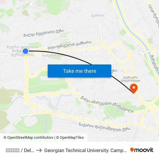 დელისი / Delisi to Georgian Technical University. Campus 1 map