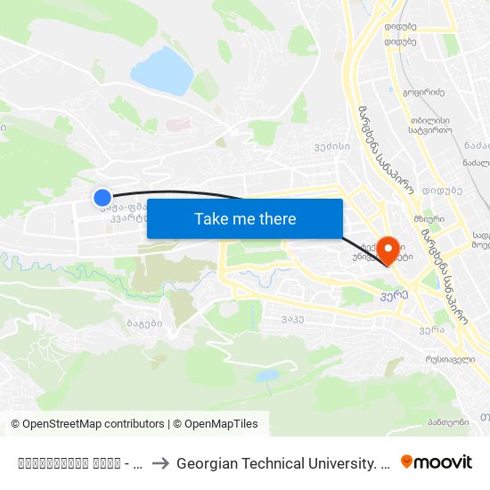 შავიშვილის ქუჩა - [2285] to Georgian Technical University. Campus 1 map